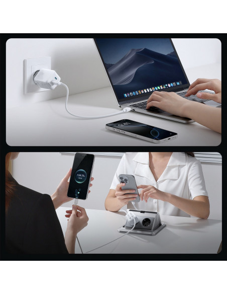 
GaN sieninis įkroviklis su laidų tvarkytuvu 45 W - baltas
