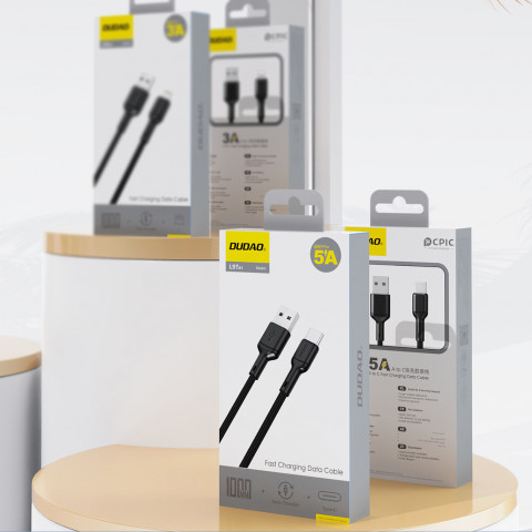 
USB-A - USB-C 5A 1 m kabelis - juodas
