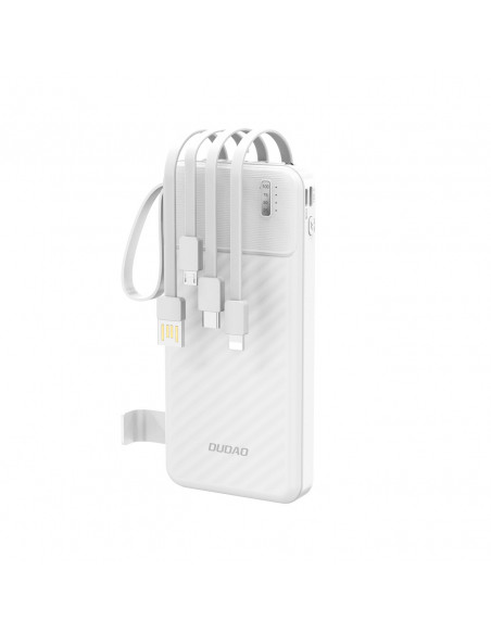 
K11 10000mAh išorinė baterija su įmontuotais laidais – balta
