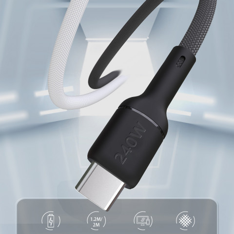 
USB-C PD 240W 1,2 m laidas – juodas
