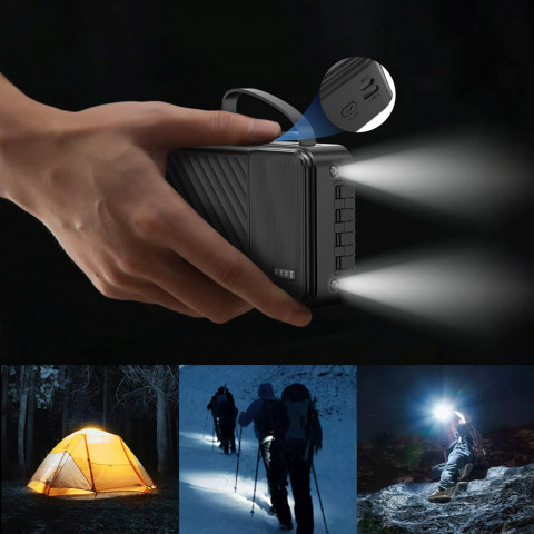 
K11 Pro 20000mAh išorinė baterija su integruotais laidais – balta
