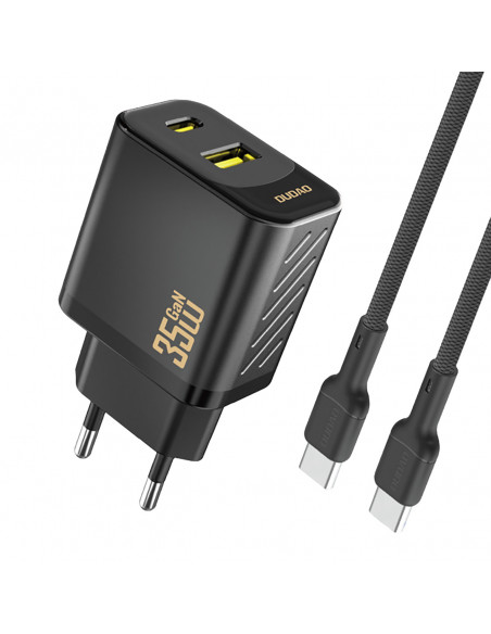 
Sieninis įkroviklis su USB-C laidu 1 m 35 W - juodas
