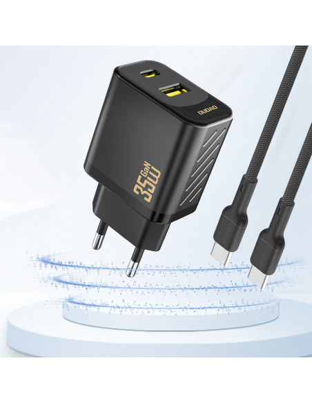 
Sieninis įkroviklis su USB-C laidu 1 m 35 W - juodas
