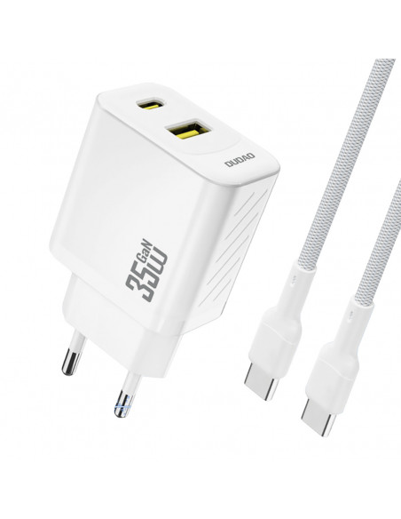 
Sieninis įkroviklis su USB-C laidu 1 m 35 W - baltas

