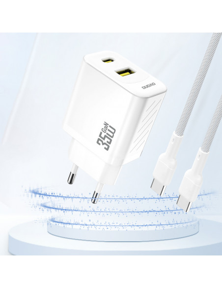 
Sieninis įkroviklis su USB-C laidu 1 m 35 W - baltas
