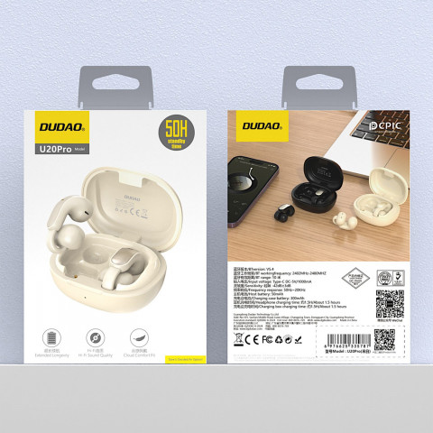 
U20 Pro TWS belaidės „Bluetooth“ ausinės – baltos
