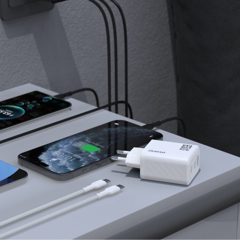 
GaN sieninis įkroviklis su USB-C laidu 1 m 65 W - baltas
