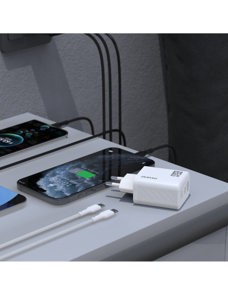 
GaN sieninis įkroviklis su USB-C laidu 1 m 65 W - baltas
