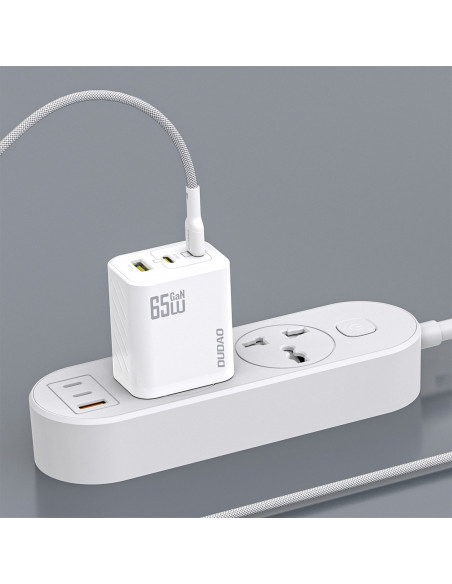 
GaN sieninis įkroviklis su USB-C laidu 1 m 65 W - baltas
