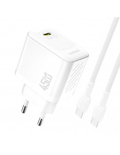 
GaN sieninis įkroviklis su USB-C laidu, 45 W – baltas
