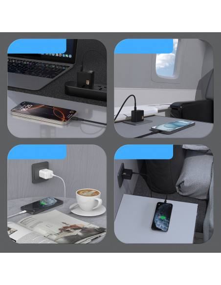 
GaN sieninis įkroviklis su USB-C laidu, 45 W – juodas
