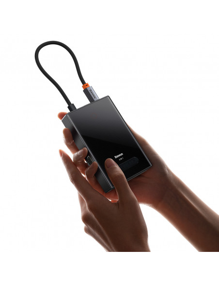 
8in1 šakotuvo adapteris HDMI DisplayPort VGA USB-A USB-C - pilkas
