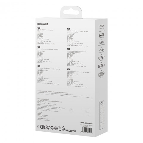 
8in1 šakotuvo adapteris HDMI DisplayPort VGA USB-A USB-C - pilkas
