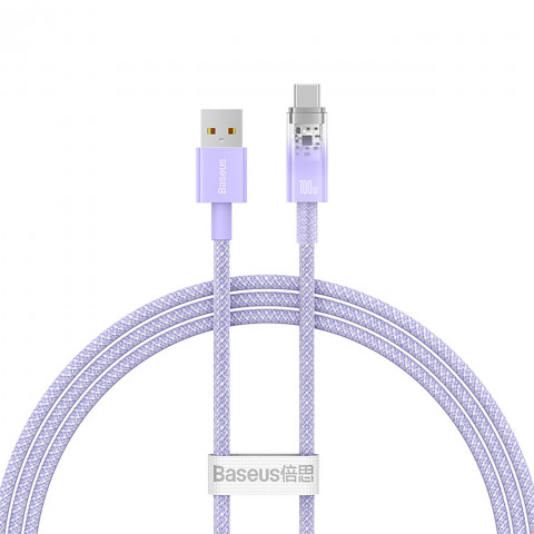 
„Explorer“ laidas su temperatūros jutikliu USB-A USB-C 100W 1m – violetinis
