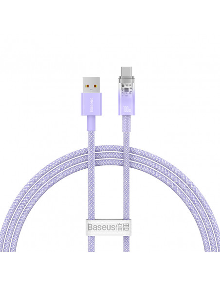 
„Explorer“ laidas su temperatūros jutikliu USB-A USB-C 100W 1m – violetinis
