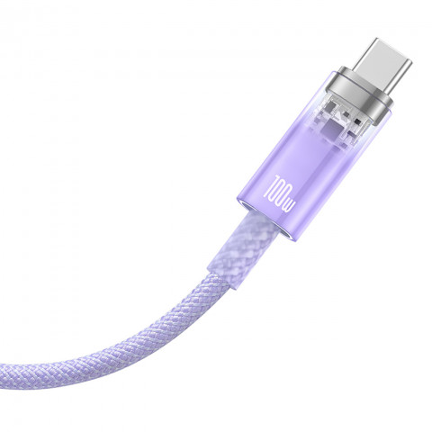 
„Explorer“ laidas su temperatūros jutikliu USB-A USB-C 100W 1m – violetinis
