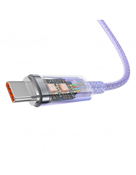 
„Explorer“ laidas su temperatūros jutikliu USB-A USB-C 100W 1m – violetinis
