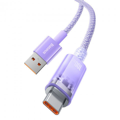 
„Explorer“ laidas su temperatūros jutikliu USB-A USB-C 100W 1m – violetinis
