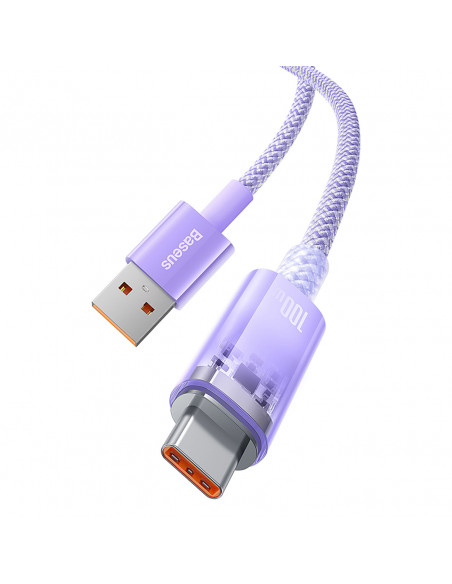 
„Explorer“ laidas su temperatūros jutikliu USB-A USB-C 100W 1m – violetinis
