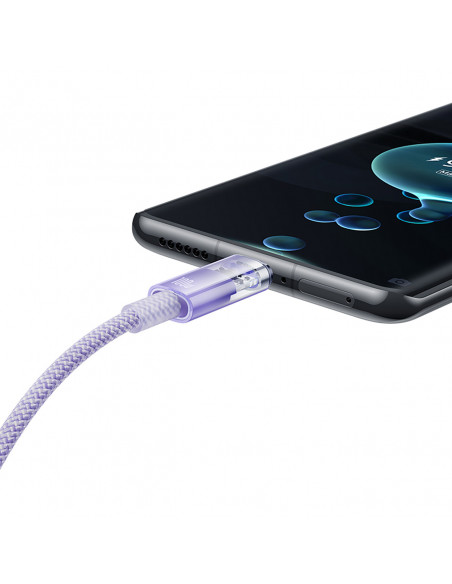 
„Explorer“ laidas su temperatūros jutikliu USB-A USB-C 100W 1m – violetinis
