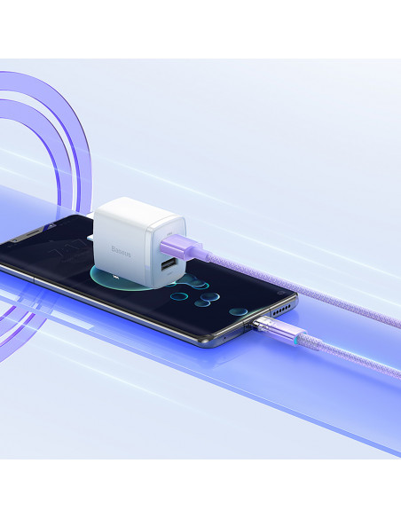 
„Explorer“ laidas su temperatūros jutikliu USB-A USB-C 100W 1m – violetinis
