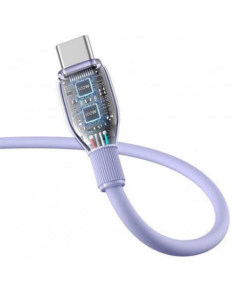 
Pudding USB-A USB-C 100W 2m kabelis – violetinis

