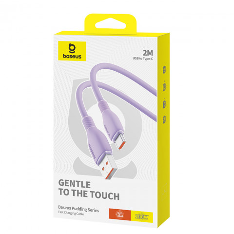 
Pudding USB-A USB-C 100W 2m kabelis – violetinis
