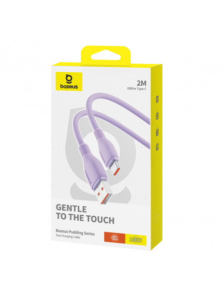 
Pudding USB-A USB-C 100W 2m kabelis – violetinis
