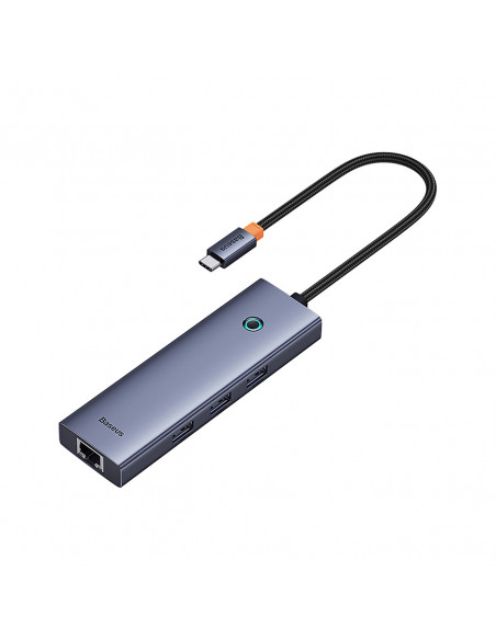 
4in1 šakotuvo adapteris USB-C USB-A RJ45 - pilkas
