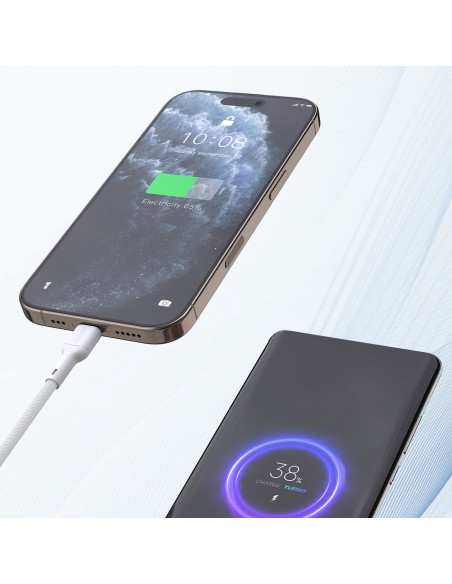 
USB-C PD 240W 1,2 m laidas – baltas
