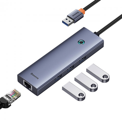 
4in1 šakotuvas USB-A RJ45 adapteris - pilkas
