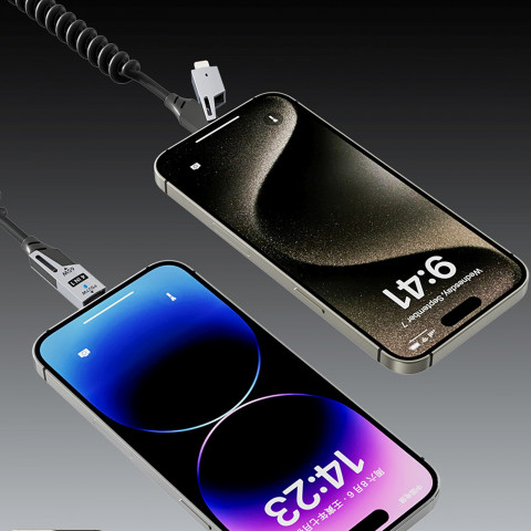 
4 viename spiralinis laidas USB-A / USB-C – „Lightning“ / USB-C – juodas
