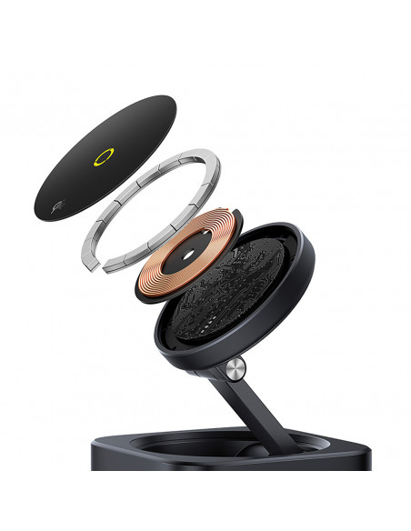 
7in1 šakotuvas su belaidžiu įkrovikliu HDMI USB-A USB-C SD TF MagSafe 15W - juodas
