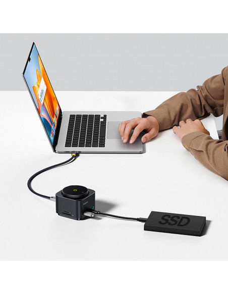 
7in1 šakotuvas su belaidžiu įkrovikliu HDMI USB-A USB-C SD TF MagSafe 15W - juodas
