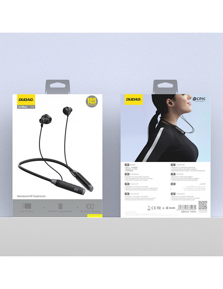 
„U5 Max“ belaidės „Bluetooth“ ausinės su kaklo lankeliu – juodos
