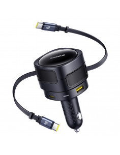
Automobilinis įkroviklis su ištraukiamais laidais USB-C USB-A 90W
