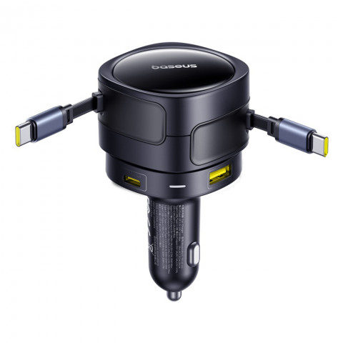 
Automobilinis įkroviklis su ištraukiamais laidais USB-C USB-A 90W
