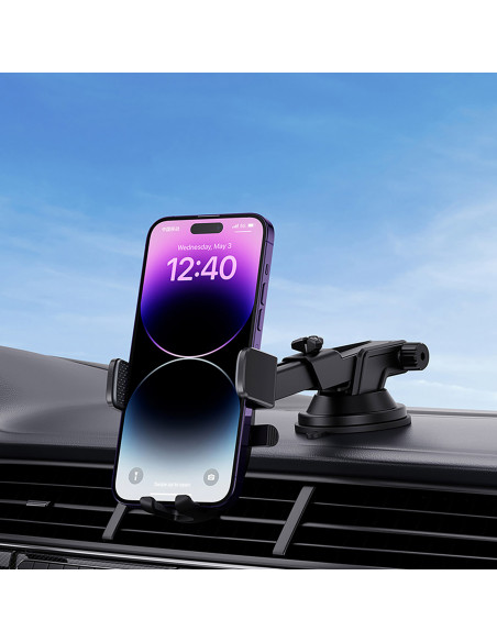 
Automobilinis laikiklis su siurbtuku ir grotelių kabliuku 5,4–7,2 colio telefonams
