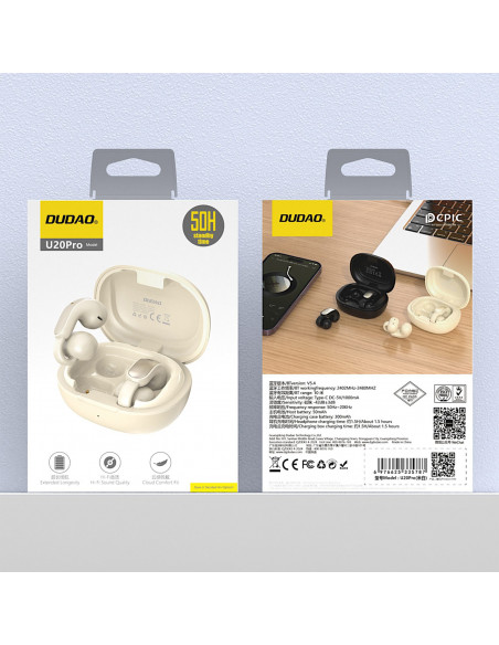 
U20 Pro TWS belaidės „Bluetooth“ ausinės – baltos
