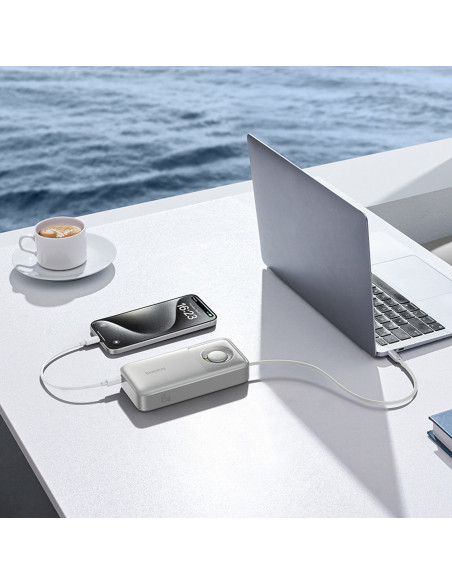 
20000mAh 65W nešiojama baterija su ištraukiamu USB-C laidu – pilka
