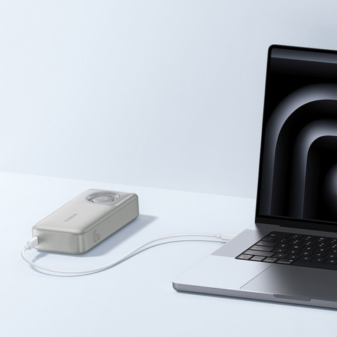 
20000mAh 65W nešiojama baterija su ištraukiamu USB-C laidu – pilka
