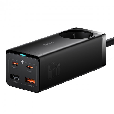 
GaN3 USB-C USB-A prailginimo įkrovimo stotelė, ES lizdas, su USB-C laidu, 100 W, 1 m
