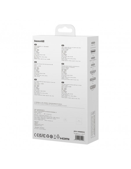 
8in1 šakotuvo adapteris HDMI DisplayPort VGA USB-A USB-C - pilkas
