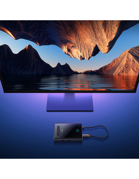 
8in1 šakotuvo adapteris HDMI DisplayPort VGA USB-A USB-C - pilkas
