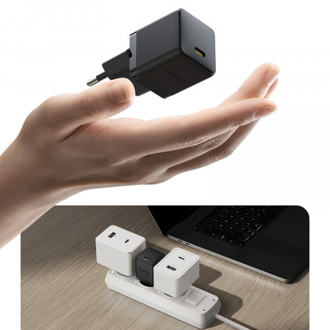 
„Palm“ 20 W USB-C sieninis įkroviklis – juodas
