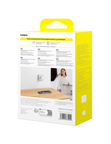 
„Palm“ 20 W USB-C sieninis įkroviklis – baltas
