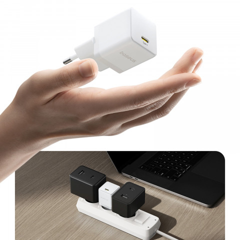 
„Palm“ 20 W USB-C sieninis įkroviklis – baltas
