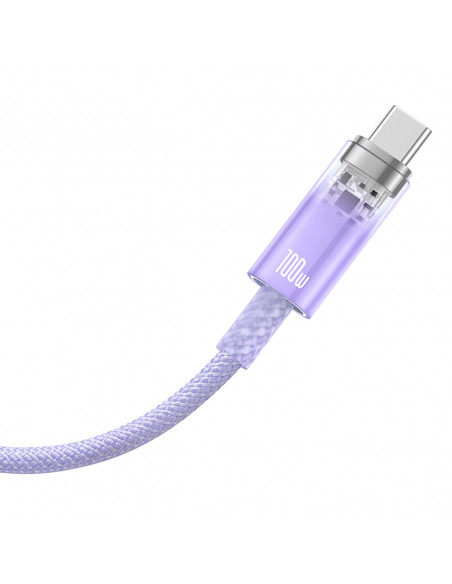 
„Explorer“ laidas su temperatūros jutikliu USB-A USB-C 100W 1m – violetinis
