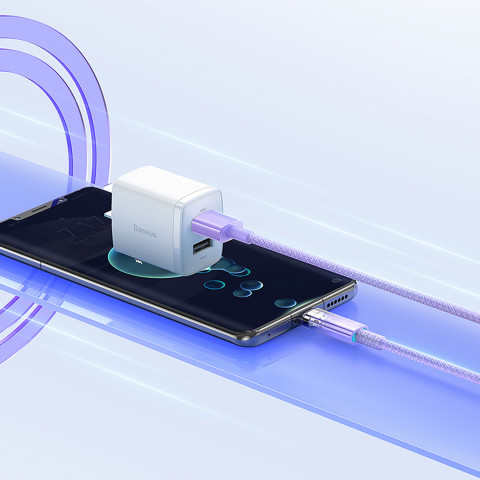 
„Explorer“ laidas su temperatūros jutikliu USB-A USB-C 100W 1m – violetinis
