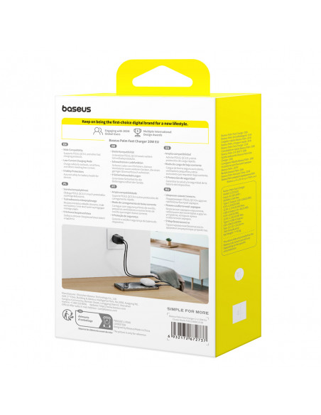 
„Palm“ 20 W USB-C USB-A sieninis įkroviklis – juodas
